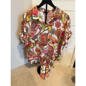 Ninety Clothing Co. Floral Colorful Paisley Blouse –‎ Women's Medium